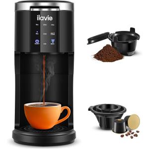 2 in 1 Single Serve Coffee Maker, 40oz K Cup Coffee Maker for Pods and Ground Coffee, Single Cup Coffee maker with 5 Brew Sizes Up to 14oz, Compact Design Coffee Machine for Travel