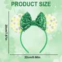 2 x AIDVPOD St. Patrick's Day Mouse Ears Headband Sequins Bow Hair Band Green Shamrock Head band for Women Irish Festive Party Hair Accessories