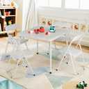 IDEALHOUSE 5 Piece Kids Folding Activity Table and Chairs, White
Children's Foldable Table Set of 4, Padded Vinyl Cushion, Toddler Table Set for Playroom, Nursery, Bedroom