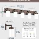 Bathroom Light Fixtures, Oil Rubbed Bronze Bathroom Lighting Fixtures Over Mirror, Modern Vanity Light with White Glass Shade, Restroom Lighting Fixtures, 5-Light 36-inch