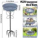 Bird Bath for Outside, Garden Freestanding Birdbath & Birdfeeder with Removable Bowl, Bird Baths Feeder for Outdoors Garden Patio Yard Lawn Decor, 5-Pronged Base & Easy to Clean(Grey)