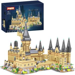PQKIE Magic Castle Micro Mini Building Set, 2929 Pcs Magic House Model Building Toys, STEM Creative Magic World Office and Home Decor Bricks Kits, Christmas Birthday Gift for Adults Teens Kids 14+