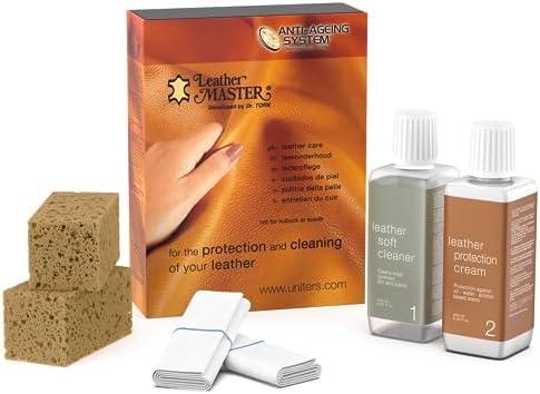 Leather Master Leather Care Kit | Leather Cleaner and Conditioner Kit | Cleans & Restores Car Seats, Furniture, Purses, Jackets | Includes Leather Cleaner, Leather Conditioner, Sponge & Wipes