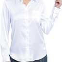 Womens Satin Silk Blouses Blouse Button Down up Shirts for Women Casual Loose Long Sleeve Business Work Tops (S)