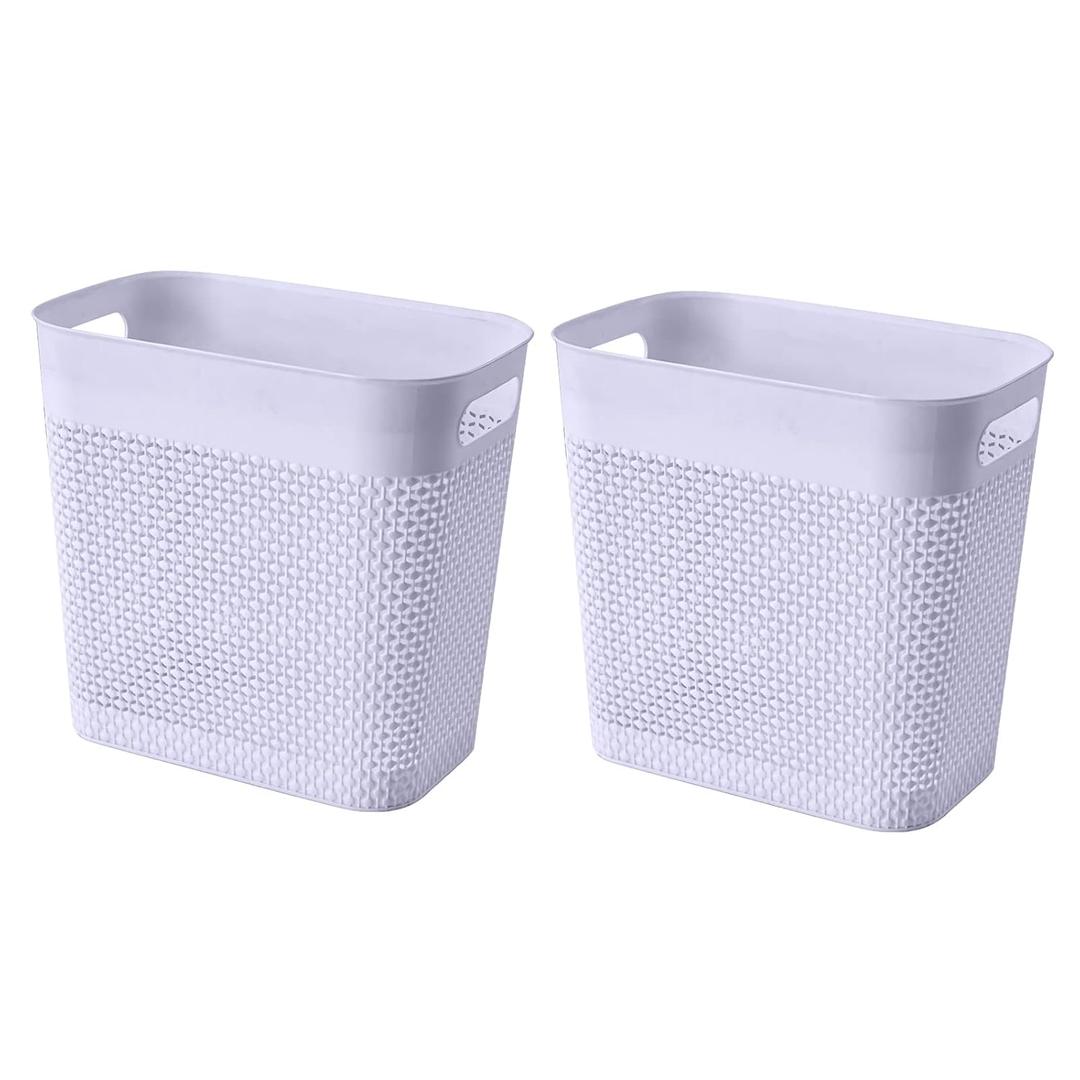 UUJOLY Plastic Small Trash Can Wastebasket, Garbage Container Basket for Bathrooms, Laundry Room, Kitchens, Offices, Kids Rooms, Dorms, (Grey, 2 Pack/3 gallons)
