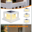 4 Pack 4x4 Solar Post Light, 2 Modes Wooden Vinyl Fence Cap, White
Waterproof, Shinning Effect, Large Lighting Area Deck Patio Porch Decor, Only Fit Two True Size Post: 3.5''x3.5'', 4''x4''