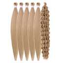 Ash Blonde Boho Braiding Hair Pre Stretched for Boho Braids27/613 Mixed Synthetic Deep Wave Boho Braids Hair for Braiding