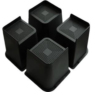 Bed Risers 6 inch Heavy Duty, Oversized Furniture Riser with Non-Slip Base for Sofa Couch Chair Desk Table Leg Dorm Bed Frame Lifts Risers Blocks Supports Up to 6,500 Lbs (Black 4 Pack)
