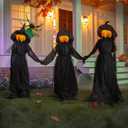 Evergreen Set of 3 LED Halloween Black Witches with Hats Stakes | 4 Feet Tall | Outdoor Safe | Weatherproof Battery Operated | Spooky Garden Statue Decoration Grass Lawn or Patio