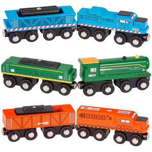 Battat – Classic Trains – 6 Pieces Wooden Railroad Set – Magnetic Toy Trains – Train Engines & Cars – 3+ Years– Wooden Locomotives & Freight Cars