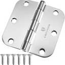 Cauldham (12 Pack) Heavy-Duty 3-1/2" Interior Door Hinges with 5/8" Radius Corners - Polished Chrome