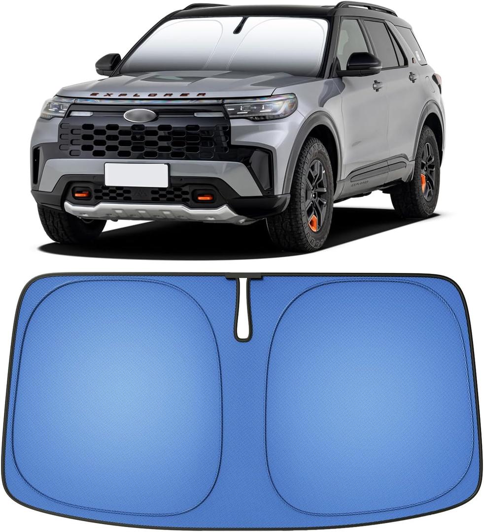 Car Windshield Sun Shade UPF 50+ Reflective, Foldable Sunshade for Cars Universal Fit - Blocks Heat & UV, Front Window Sun Shield for Sedan SUV Truck Large(57.5" L x 32.7" W)
