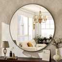 HARRITPURE Round Mirror 24 Black Wall Mounted Circle Mirrors Vanity Mirror with Brushed Aluminum Alloy Frame Modern Decoration for Bathroom, Living Room, Vanity, Bedroom, Entryway