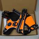 PHOEPET Reflective Dog Harness Large Breed Adjustable No Pull Vest with with Handle 2 Metal Rings 3 Buckles [Easy to Put on & Take Off](L, Orange)