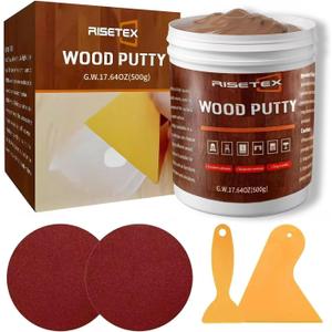 Wood PuttyWood Filler Wooden Putty Stainable 17.64 Ounce Walnut Repair Kit Paintable for Quickly Repair Any Breaks Cracks Chips Defects in Wooden Furniture, Easy to Use and Sand
