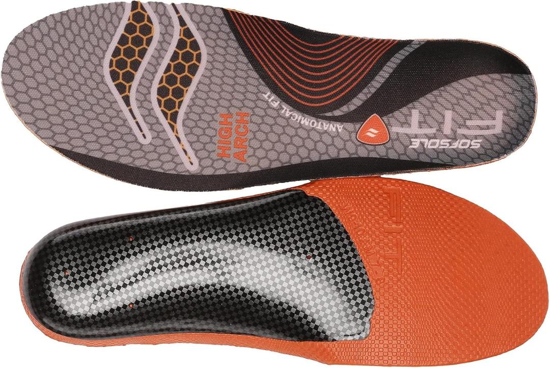 Sof Sole Fit Series High Arch Insole Black/Orange 7-8 B (M)