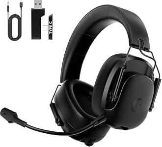 Rumoon Wireless Gaming Headset for PS5, PS4, PC, Switch, Gaming Headset with Detachable Noise Cancelling Mic, 2.4GHz & Bluetooth 5.3 Dual Connection, 7.1 Surround Sound, Black