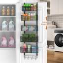 VyGrow Over The Door Organizer, Metal Door Organizer Hanging with 5 Adjustable Baskets and Coat Hook, Behind The Door Storage for Bedroom Closet Bathroom Pantry Cabinet Kitchen, Black