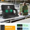 HOPERAN Massage Heated Stadium Seats for Bleachers with Back Support & Lumbar Pillow, 3 Level Heating & 6 Modes Massage Portable Heated Stadium Chairs for Bleachers, 21" Regular