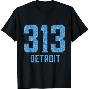 Distressed Vintage 313 Detroit Area Code City T-Shirt, Size 3XL