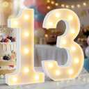 12.6 Inch LED Marquee Light Up Numbers 13, 13th Birthday Number Lights as Gifts for Girls Women Men, Lighted Marquee Numbers for Anniversary Party Night Light Table Decorations