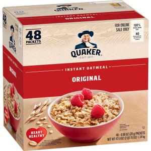 Quaker Instant Oatmeal, Original, Individual Packets, 0.98 Ounce , 48 Count (Pack of 1 ), Best By January 23 2026 