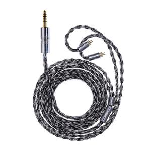 2 x Yongse White Zebra 0.78 2pin Earphone Upgraded Replacement Cable 7N Monocrystalline Copper Silver Plated IEM Monitors Headphone Audiophile Cables (4.4mm)