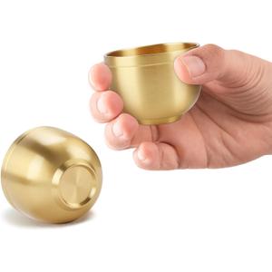 2 Pack Gold Shot Cups Brass Shot Glasses 2-7/8oz Cool Shot Glasses Set Man Cave Decor Vodka Tequila Whiskey Gifts for Men