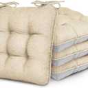 Love's cabin Memory Foam Chair Cushions Set of 4, 19"x19"x3.5" Indoor & Outdoor Seat Pads for Dining, Kitchen, Office, Patio Chairs - Khaki