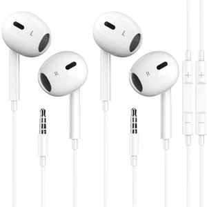 2 Pack Wired iPhone Earbuds/Headphones/Earphones with 3.5mm Wired [MFi Certified] with Mic, Volume Control Compatible with iPhone,iPad,iPod,Computer,MP3/4,Android Most 3.5mm Audio Devices (White)