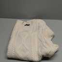 Trendy Queen Women's Oversized Cable Knit Crewneck Sweaters (Medium, Cream)