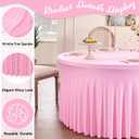 Outpain 8 Pack Spandex Pink Round Tablecloths for 60in Tables, 120Inch Stretchy Fitted 5FT Round Table Clothes,Wrinkle Free Table Cover with Skirt for Wedding Party Dining Banquet