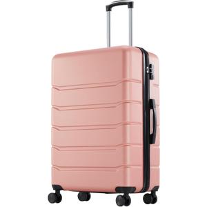 OLIXIS 24 Inch Luggage, Hard side Suitcase with Spinner Wheels, Lightweight ABS Hard Shell Checked Luggage, TSA Approved Lock, Expandable Medium Suitcase for Travel & Business Pink