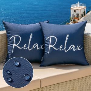 MIULEE Outdoor Waterproof Throw Pillow Covers Set of 2 Relax Decorative Outdoor Square Pillowcases for Chair Patio Garden Couch Tent Balcony Sofa Blue 20x20 Inch, Blue 