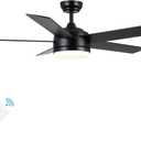 YUHAO 52 Inch Black Ceiling Fan with Light and Remote Control.Noiseless,Dimmable,3CCT,6 Speeds Reversible, DC Ceiling Fans for Indoor or Covered Outdoor