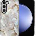 CARLOCA Case for Samsung Galaxy S24 Plus,White Gold Abalone Shell Design- Hybrid Dual Protection Soft TPU + Hard PC, Shockproof & Anti-Scratch Cover Men Women Stylish Protective Phone Case