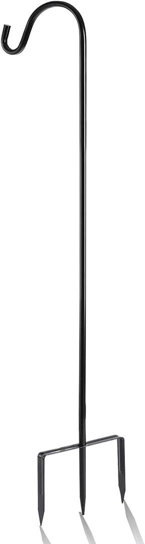 EXCMARK Shepherd Hook 48 inch 1/2 inch Thick Use at Weddings, Hanging Solar Lights, Lanterns, Bird Feeders, Metal Hanger Hook. (Black, 48 inch) U.S. Patent.