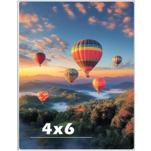 4 x 6 Acrylic Picture Frame, Horizontal/Vertical Clear Photo Frame for Wall with Tape, No Drilling Floating Hanging Frameless Picture Frame, Wall Mount Sign Holder for Home, School, Office