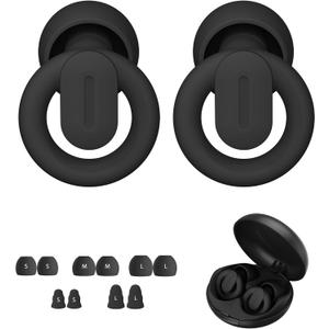 Ear Plugs for Sleeping Noise Cancelling, Reusable Earplugs for Noise Reduction, Soft Silicone Hearing Protection Ear Plugs for Sleep, Work, Noise Sensitivity, Study, Snoring, Concert 30-35dB (Black)