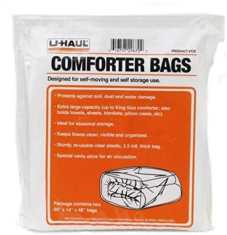 U-Haul Comforter Bags - Set of 2 Bags - 24” x 14” x 48” - Fits up to King Size Comforter
