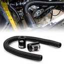 iRKY 36" Stainless Steel Radiator Hose Flexible Universal Water Hoses Adapter Coolant Radiator Hose Kit With 2Pcs Chrome Caps Black