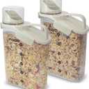 Two Pack Food & Cereal Storage Container - 2.6L Airtight Plastic Kitchen Organizer Bin with Pouring Spout, Measuring Cup Lid, Ideal for Dry Food, Rice, Sugar, Pet Food dispenser - BPA free (White)