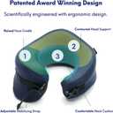 C CUSHION LAB Travel Pillow, Award-Winning Patented Ergonomic Design for Chin & Neck Support Memory Foam Neck Pillow, Compact Airplane Pillow for Traveling, Flight, Car (Navy, Large)