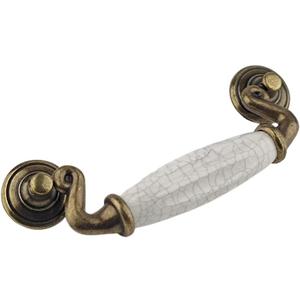 4-Pack 4 1/2" Drop Handle Crack Ceramic Drawer Pull Antique Bronze Dresser Pull for Kitchen Cabinet Knobs 4.5 Inch 114mm Center to Center Spacing (4, Crack 4.5 in Hole Centers) 