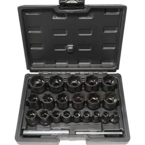 DPTOOL 22 Piece Bolt Nut Extractor Set, 1/2" and 3/8" Drive Impact Lug Nut Remover Socket Tool, Wheel Lock Removal Kit for Extracting Damaged, Stripped Frozen Nuts & Screws Twist Socket Set