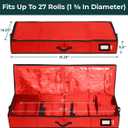 HOLDN STORAGE Premium Wrapping Paper Storage Container - Durable 600D Tear-Proof, Fits 27 Rolls Gift Wrap, Extra Pockets for Ribbons & Bows, Underbed Storage - Ideal for Holiday Christmas, Red