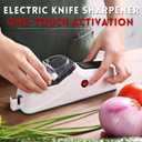 USB Electric Knife Sharpener for Home Commercial Chef, Double Sided Knife Sharpener, Quick Sharpening & Polishing-With 3 Pcs Replacement (White)