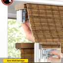 No Drill Cordless Bamboo Roman Shades, 24" W × 48" H, Highfield Teak