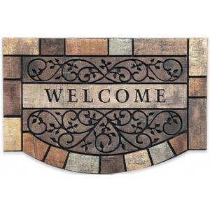 Entrance Floor Mat Indoor Outdoor Doormat, Door Rugs for Entryway, Front Entrance Welcome Mat, Semicircle Door Mat,Machine Washable Low-Profile for Entrances, Garages, Patios, High Traffic Areas (2' x 3' (Semicircular))