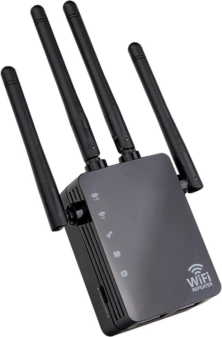 Dual Band WiFi Extender, WiFi Booster, Cover up to 12880 sq.ft & 105 Devices, 1200Mbps WiFi Booster, Dual Band 2.4G and 5G, Wireless Repeater with Strong Penetrability, 4 Antennas